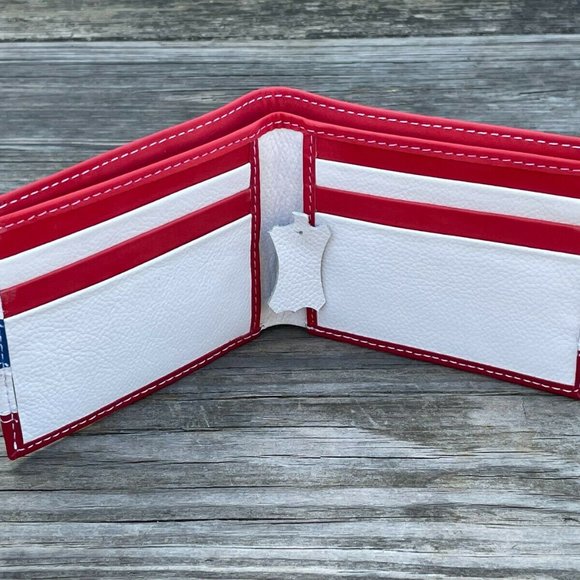 Men Wallet Multi Color Stripe Bi fold Card Holder Handmade Genuine Leather Purse - Picture 3 of 13